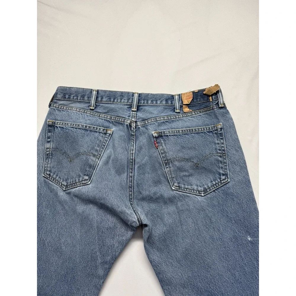 Vintage‎ Levi's 505 Jeans 38x27 Blue Distressed Faded Zip Fly Denim *HOLES